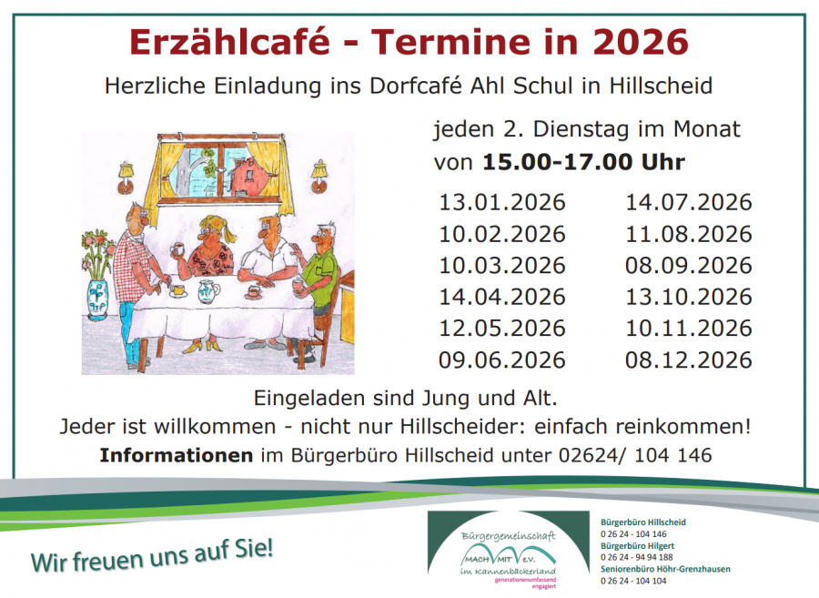 Terminübersichten MachMit Nadelfieber, Spielenachmittag und Erzählcafé
