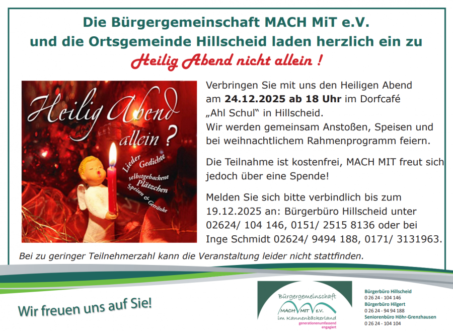 Heilig Abend nicht allein !