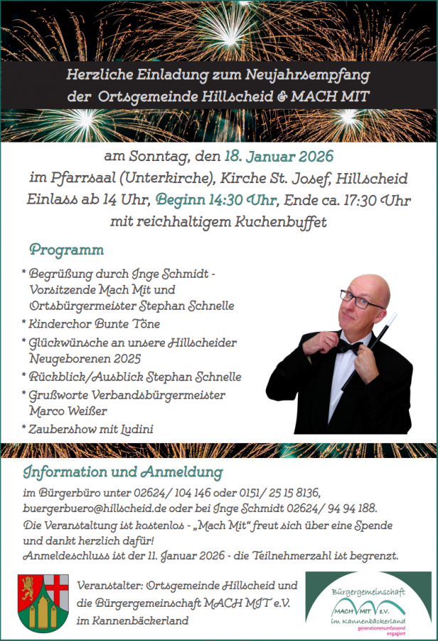 Herzliche Einladung zum Neujahrsempfang der Ortsgemeinde Hillscheid & MACH MIT